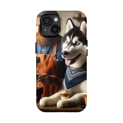 Siberian Husky Barista Coffee Shop Scene