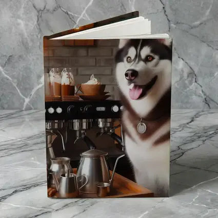 Siberian Husky Barista Coffee Shop Art