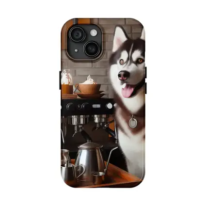 Siberian Husky Barista Coffee Shop Art