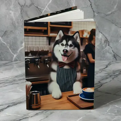 Siberian Husky Barista Working Coffee Shop