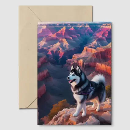Siberian Husky Standing Grand Canyon Overlook