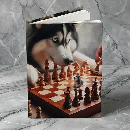 Siberian Husky Playing Chess Board Game