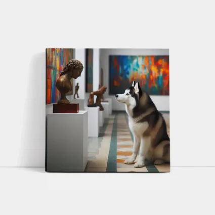Siberian Husky Sitting In Art Gallery