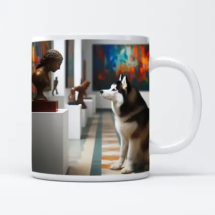 Siberian Husky Sitting In Art Gallery