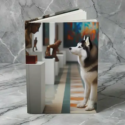 Siberian Husky Sitting In Art Gallery
