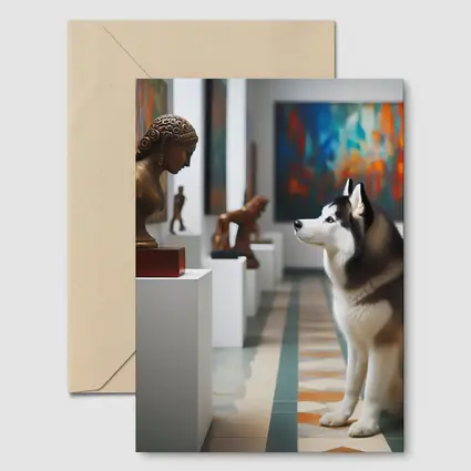 Siberian Husky Sitting In Art Gallery