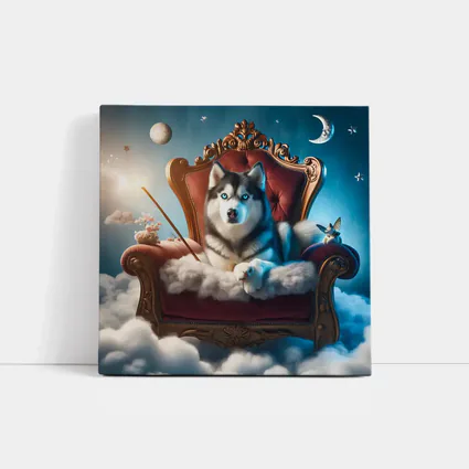 Siberian Husky Throne Clouds Fantasy Sky