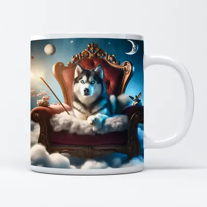Siberian Husky Throne Clouds Fantasy Sky