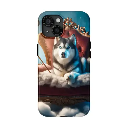 Siberian Husky Throne Clouds Fantasy Sky