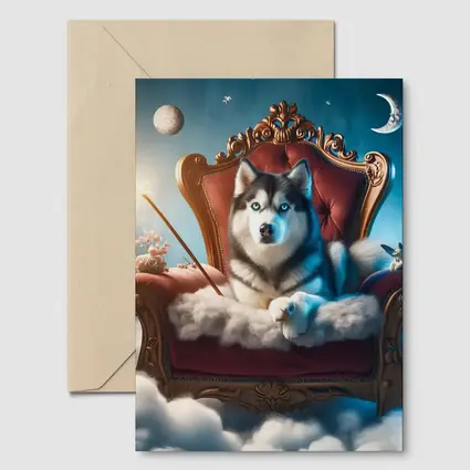 Siberian Husky Throne Clouds Fantasy Sky