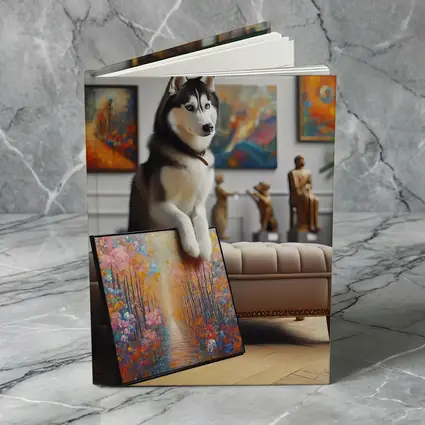 Siberian Husky Posing in Art Gallery