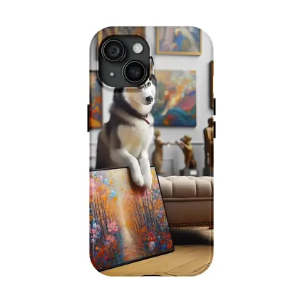 Siberian Husky Posing in Art Gallery