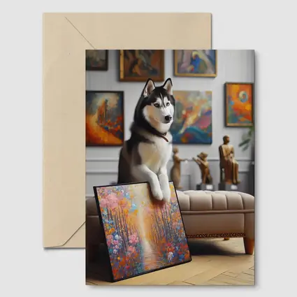 Siberian Husky Posing in Art Gallery