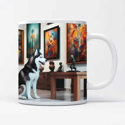 Siberian Husky Sitting In Art Gallery
