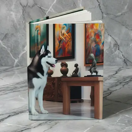 Siberian Husky Sitting In Art Gallery