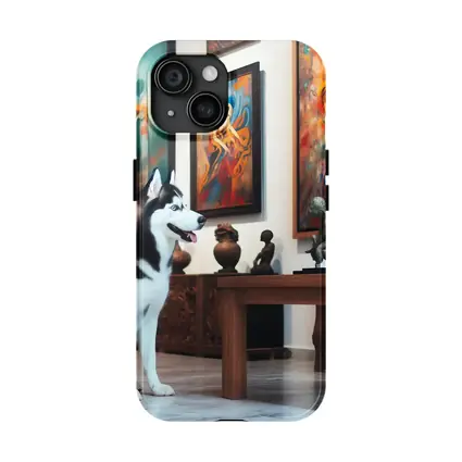 Siberian Husky Sitting In Art Gallery