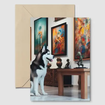 Siberian Husky Sitting In Art Gallery