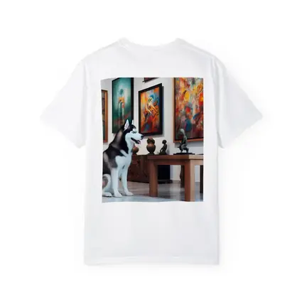 Siberian Husky Sitting In Art Gallery