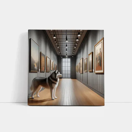 Siberian Husky Standing In Art Gallery