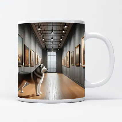 Siberian Husky Standing In Art Gallery