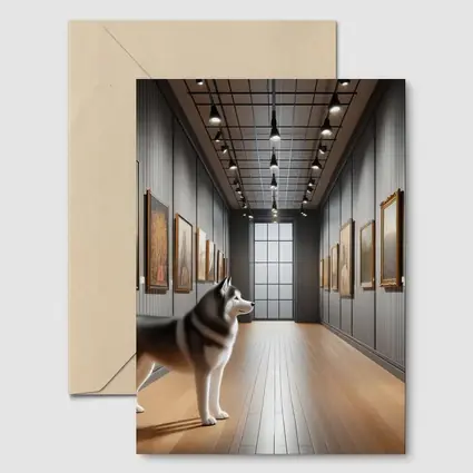 Siberian Husky Standing In Art Gallery