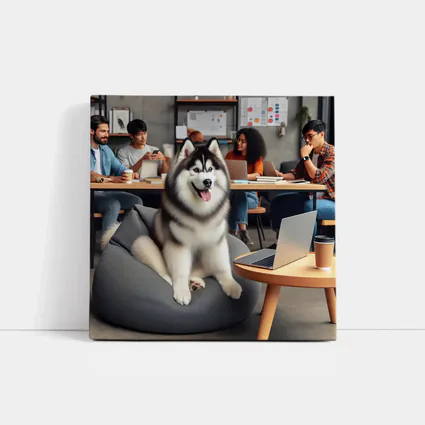 Siberian Husky Sitting in Modern Office