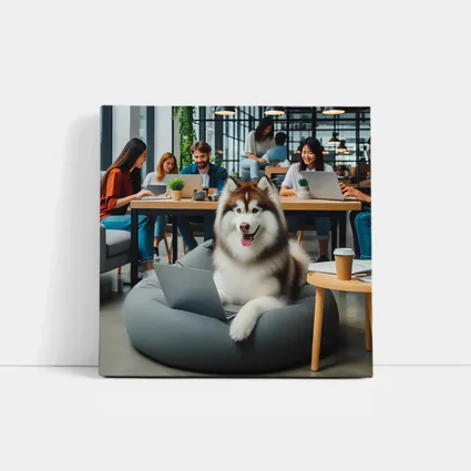 Alaskan Malamute Working Laptop Coworking Office