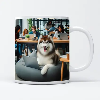 Alaskan Malamute Working Laptop Coworking Office