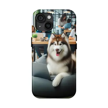 Alaskan Malamute Working Laptop Coworking Office