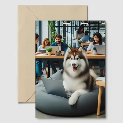 Alaskan Malamute Working Laptop Coworking Office