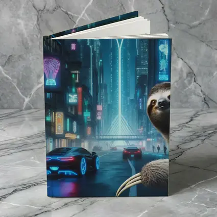 Sloth Neon Cyberpunk City Night Scene