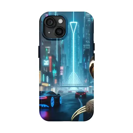 Sloth Neon Cyberpunk City Night Scene