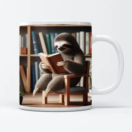 Sloth Reading Book Library Bookshelf