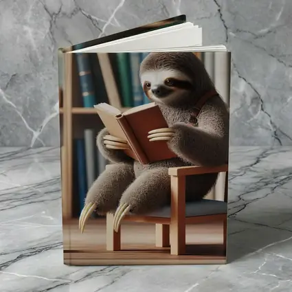 Sloth Reading Book Library Bookshelf