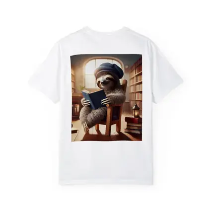 Sloth Reading Book in Cozy Library
