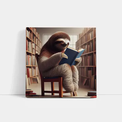 Sloth Reading Book In Library