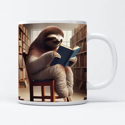 Sloth Reading Book In Library