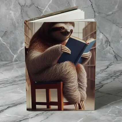 Sloth Reading Book In Library