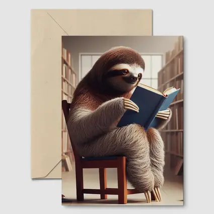 Sloth Reading Book In Library