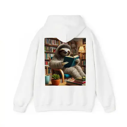 Sloth Reading Book in Cozy Library