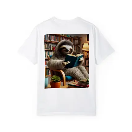 Sloth Reading Book in Cozy Library