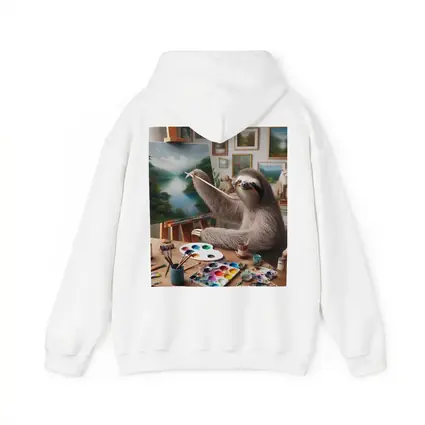 Sloth Artist Painting on Easel Studio