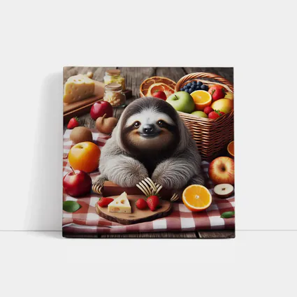 Cute Sloth Picnic Fruits Cheese Basket