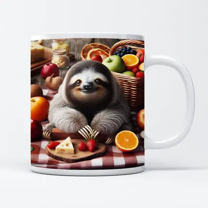 Cute Sloth Picnic Fruits Cheese Basket