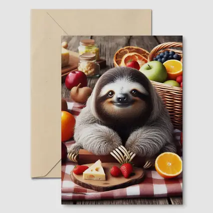Cute Sloth Picnic Fruits Cheese Basket