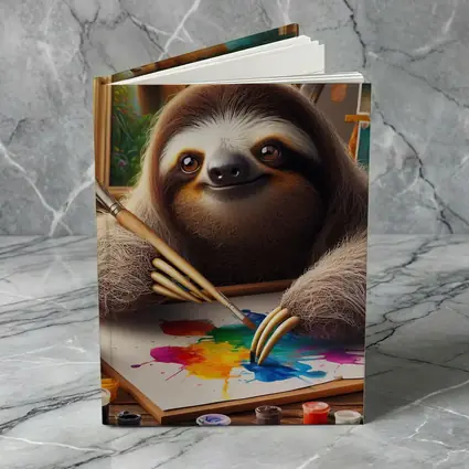 Sloth Artist Painting Colorful Canvas Art Studio