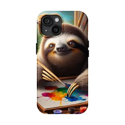 Sloth Artist Painting Colorful Canvas Art Studio