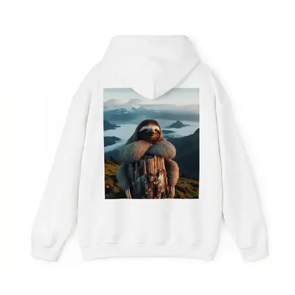 Sloth Hugging Tree Stump Mountain Landscape