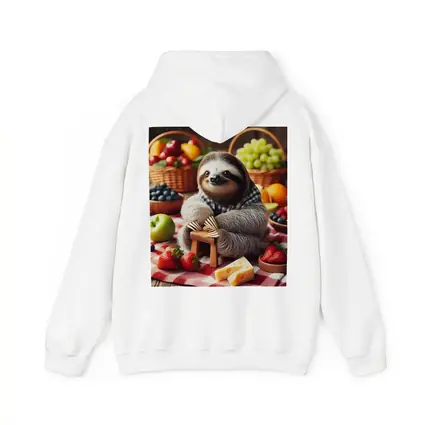 Sloth Sitting at Fruit Picnic Spread