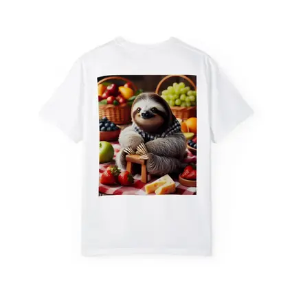 Sloth Sitting at Fruit Picnic Spread